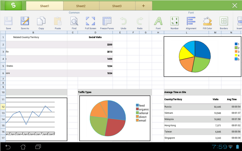 Kingsoft Office App on Android Google play Store - excel screenshot