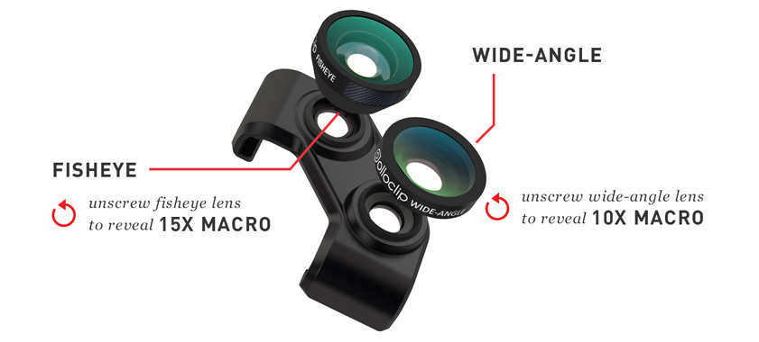 Olloclip 4-in-1 photo lens for samsung galaxy s5 and galaxy s4 - lenses details and specs